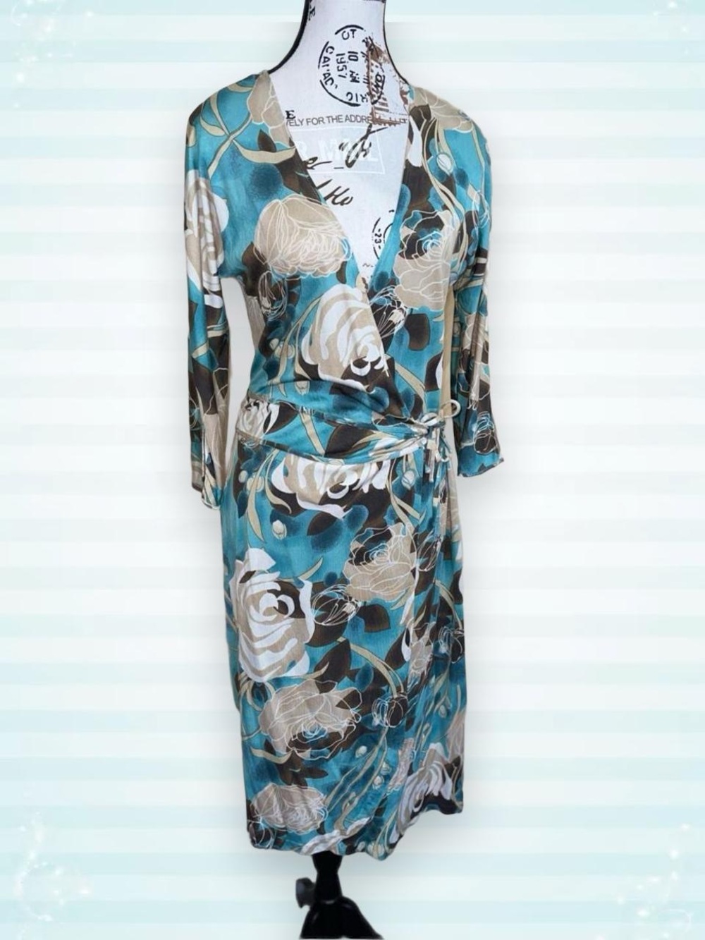 Rare Y2K Lorelai Banana Republic Silk Floral Wrap Dress Size Small